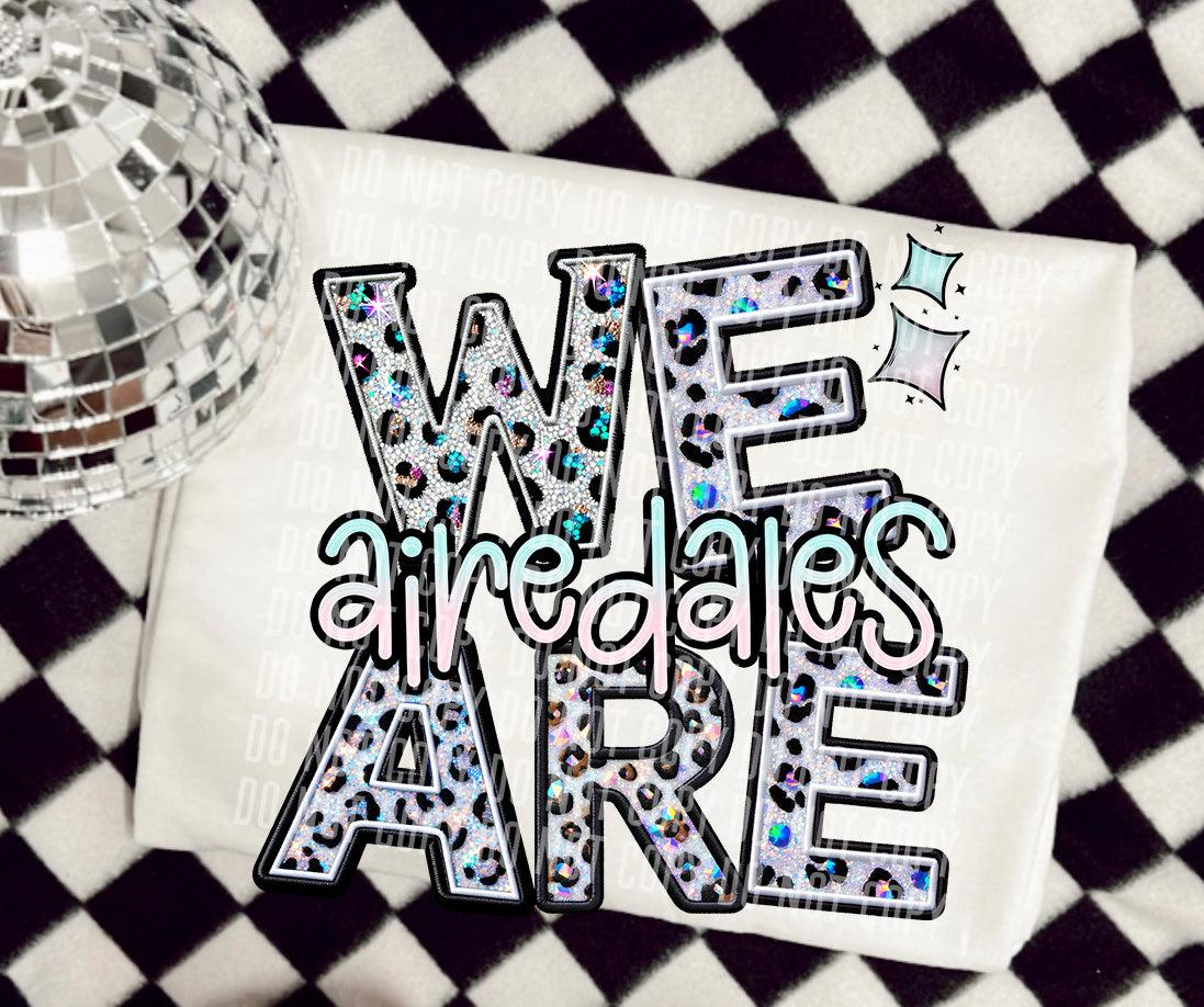 We Are Airedales Glittery Leopard Mascot DTF Transfer