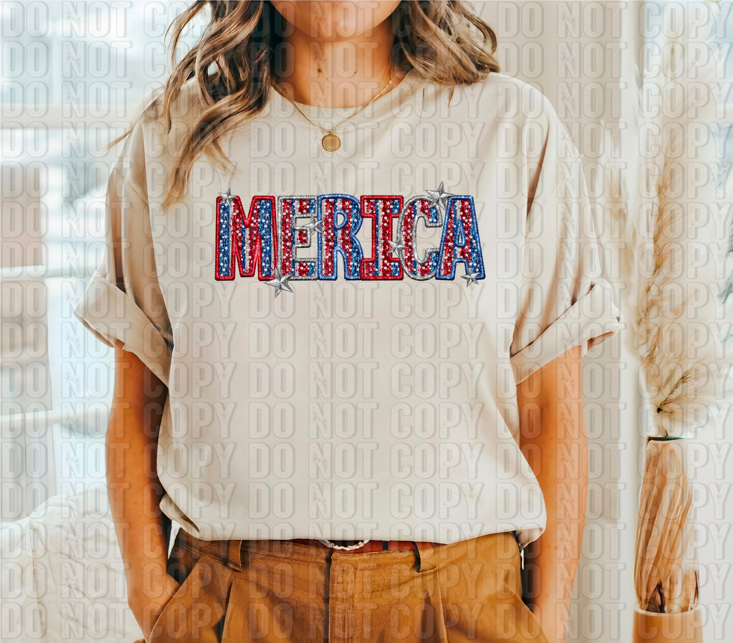 Merica Sequined Faux Embroidery DTF Transfer