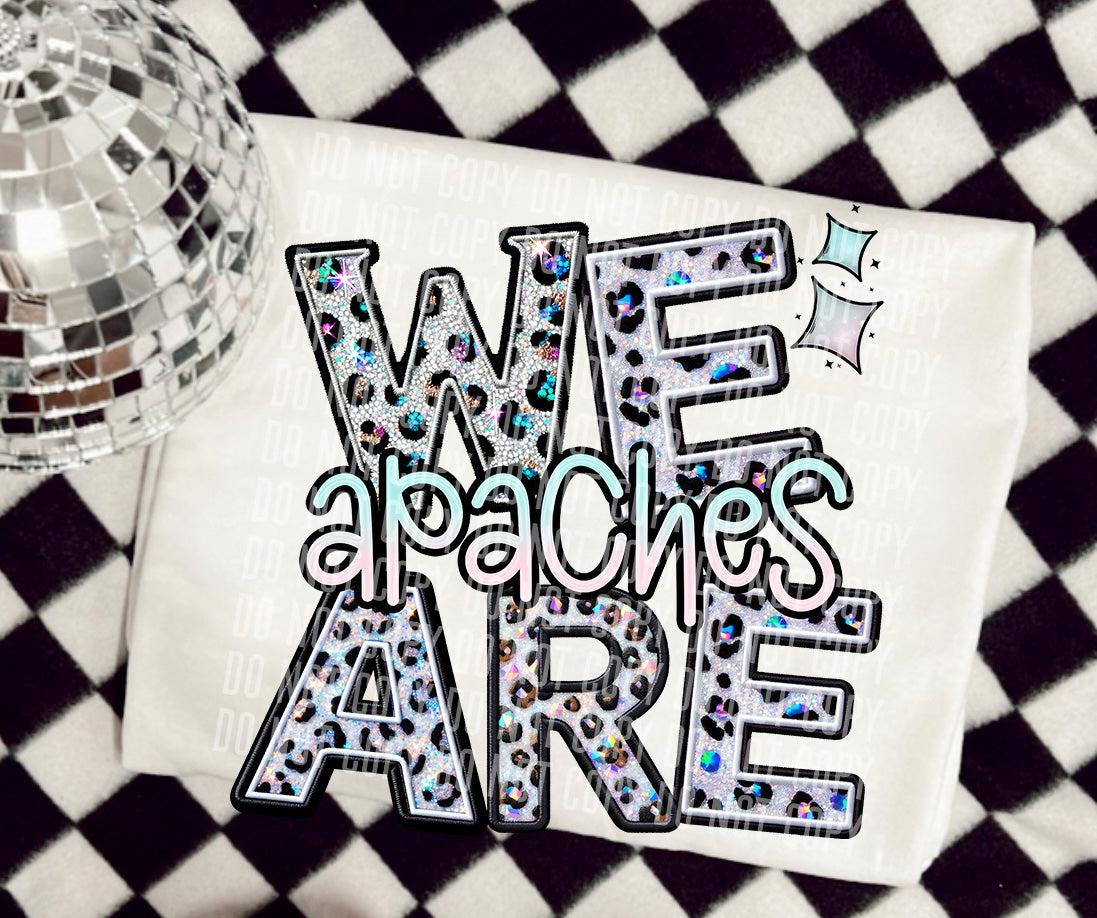 We Are Apaches Glittery Leopard Mascot DTF Transfer
