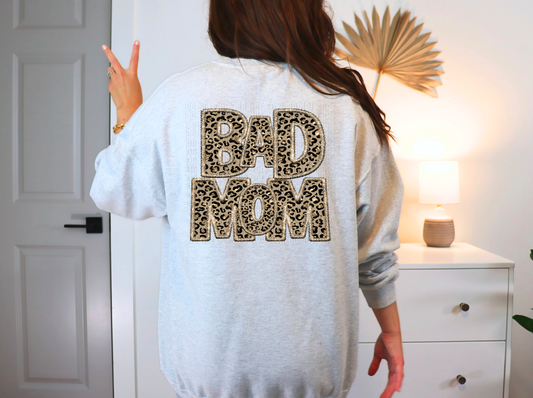 Bad Mom Sparkly Cheetah Faux DTF Transfer