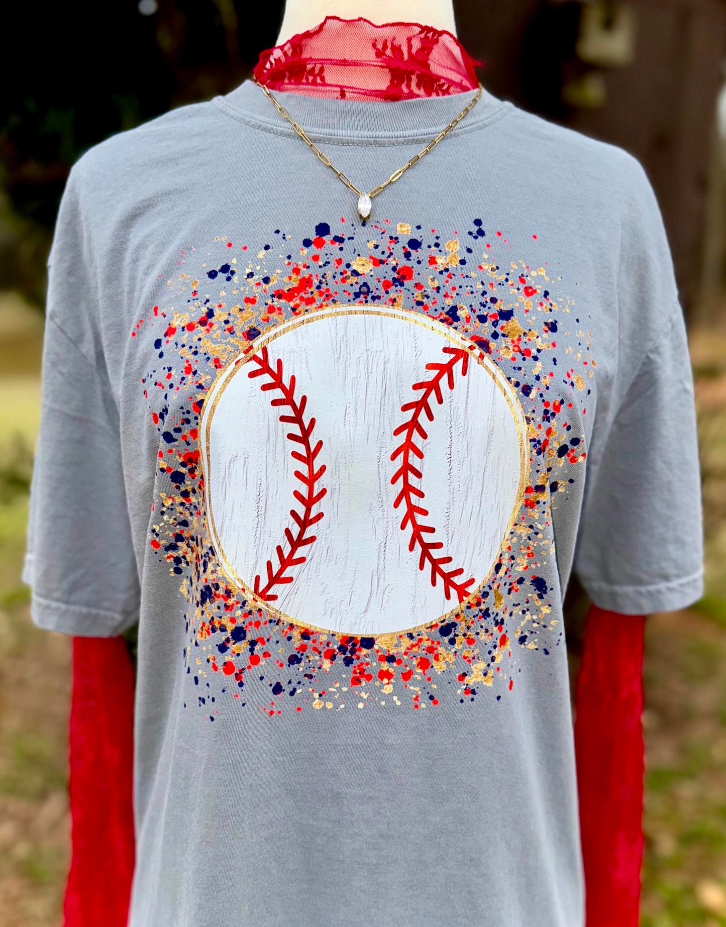 Baseball Realistic Paint Splatter Comfort Color Tee