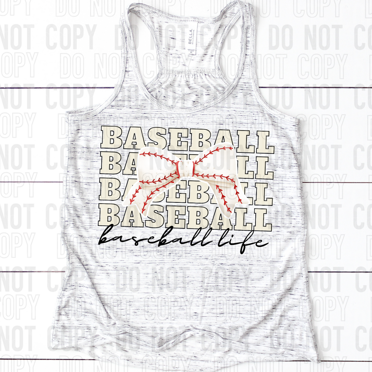 Baseball Life Stacked Bow DTF Transfer