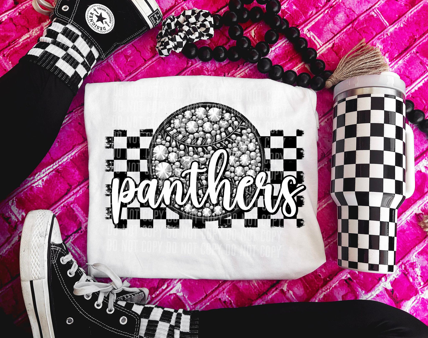 Panthers Baseball Rhinestones DTF Transfer