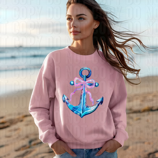 Beach Anchor W/ Pink Bow DTF Transfer
