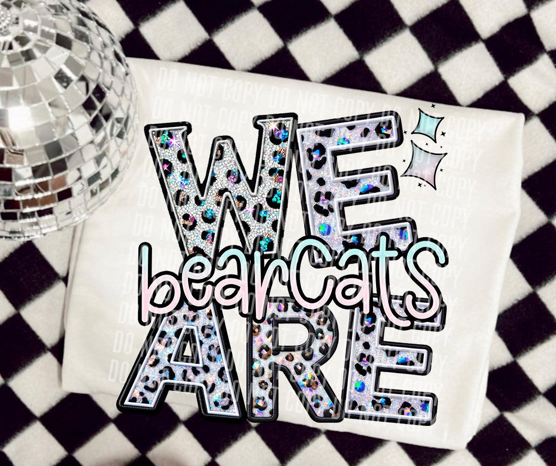 We Are Bearcats Glittery Leopard Mascot DTF Transfer