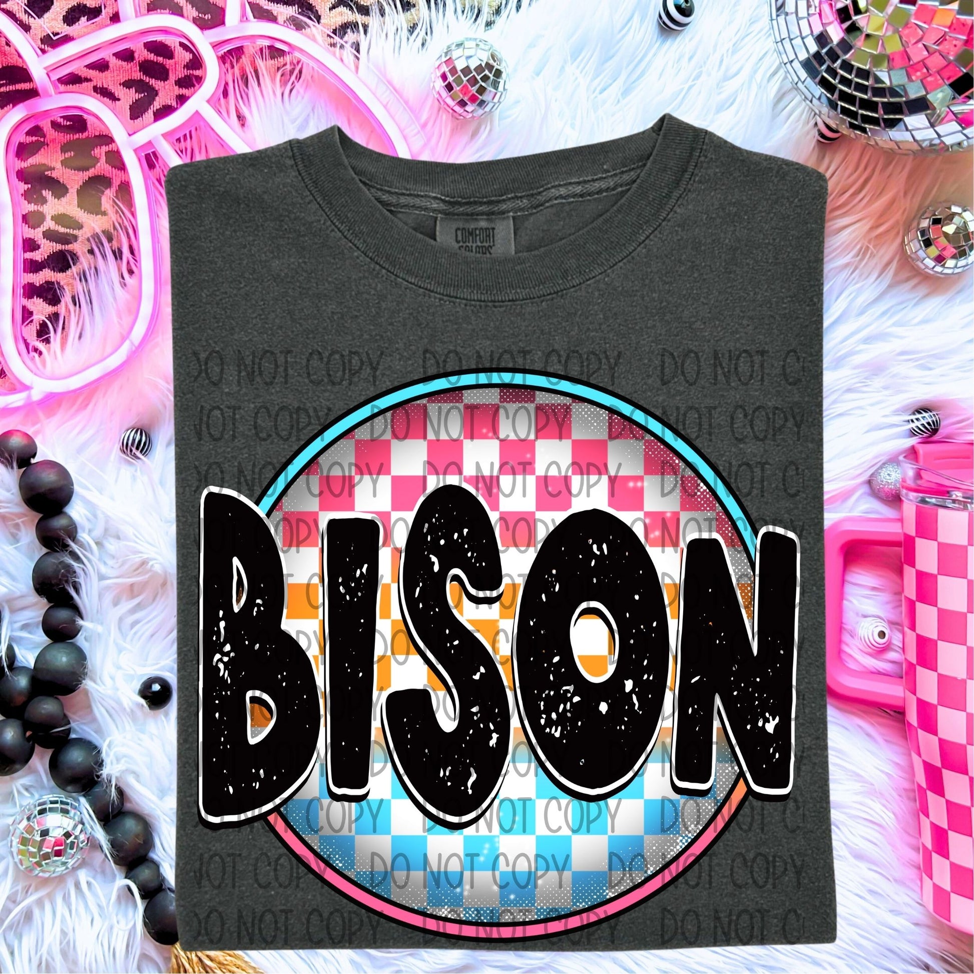 Neon Checkered Mascots DTF Transfer