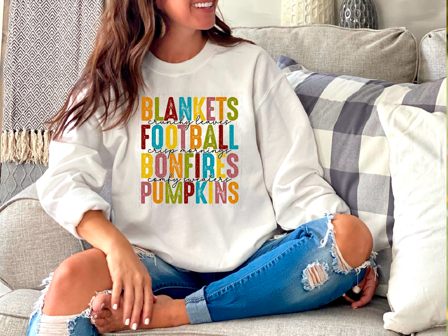 Blankets Football Bonfires Pumpkins DTF Transfer