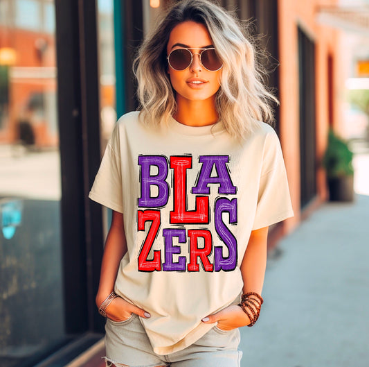 Blazers Purple/Red DTF Transfer