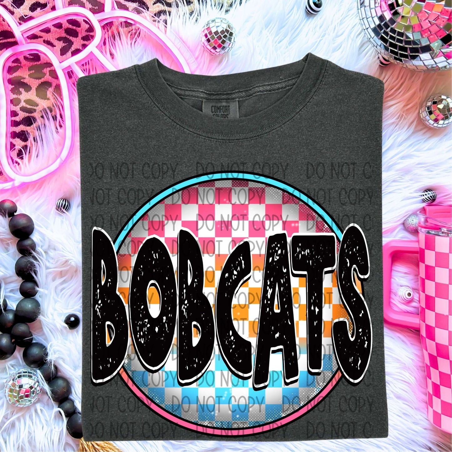 Neon Checkered Mascots DTF Transfer