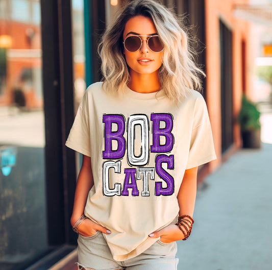 Bobcats Purple/White DTF Transfer