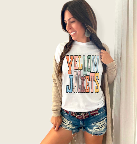 Boho Yellow Jackets Sporty Mascot DTF Transfer