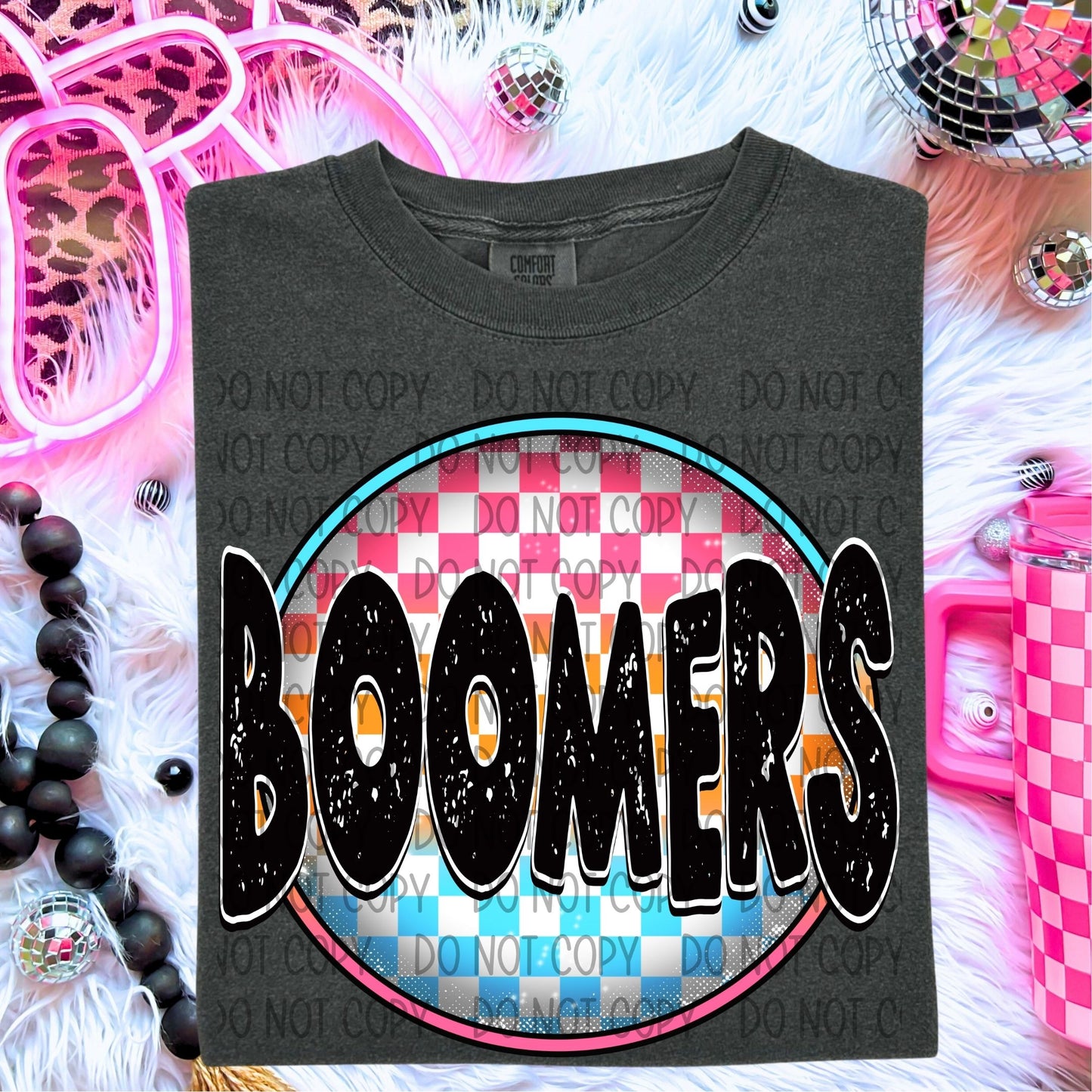 Neon Checkered Mascots DTF Transfer