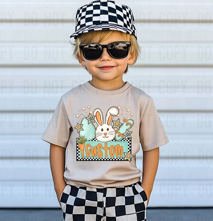 Boy Bunny Name Plate Custom Name DTF Transfer