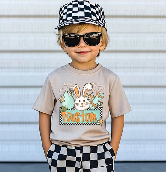 Boy Bunny Name Plate Custom Name DTF Transfer