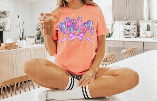 Bright Floral Mama With Coquette Bow DTF Transfer