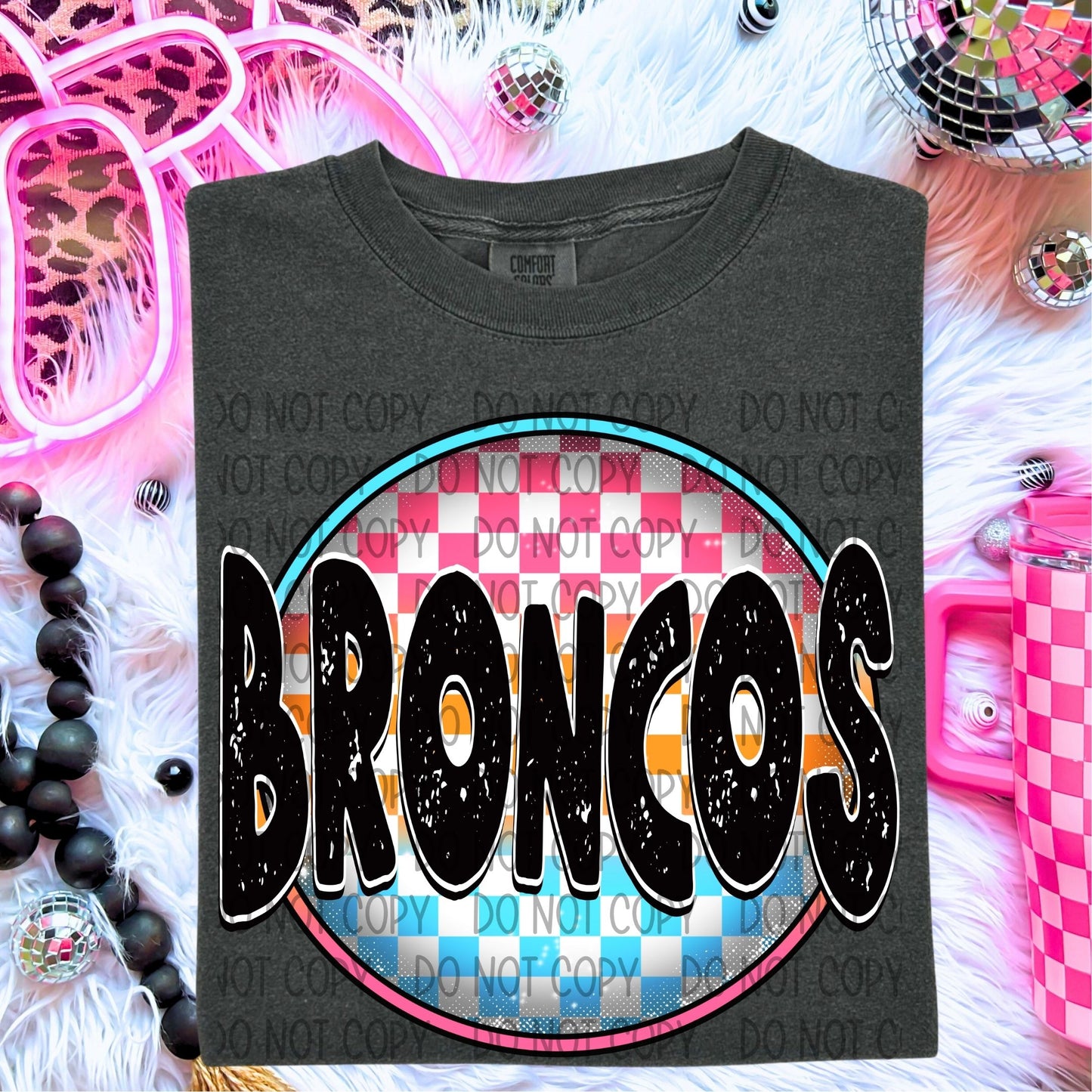 Neon Checkered Mascots DTF Transfer