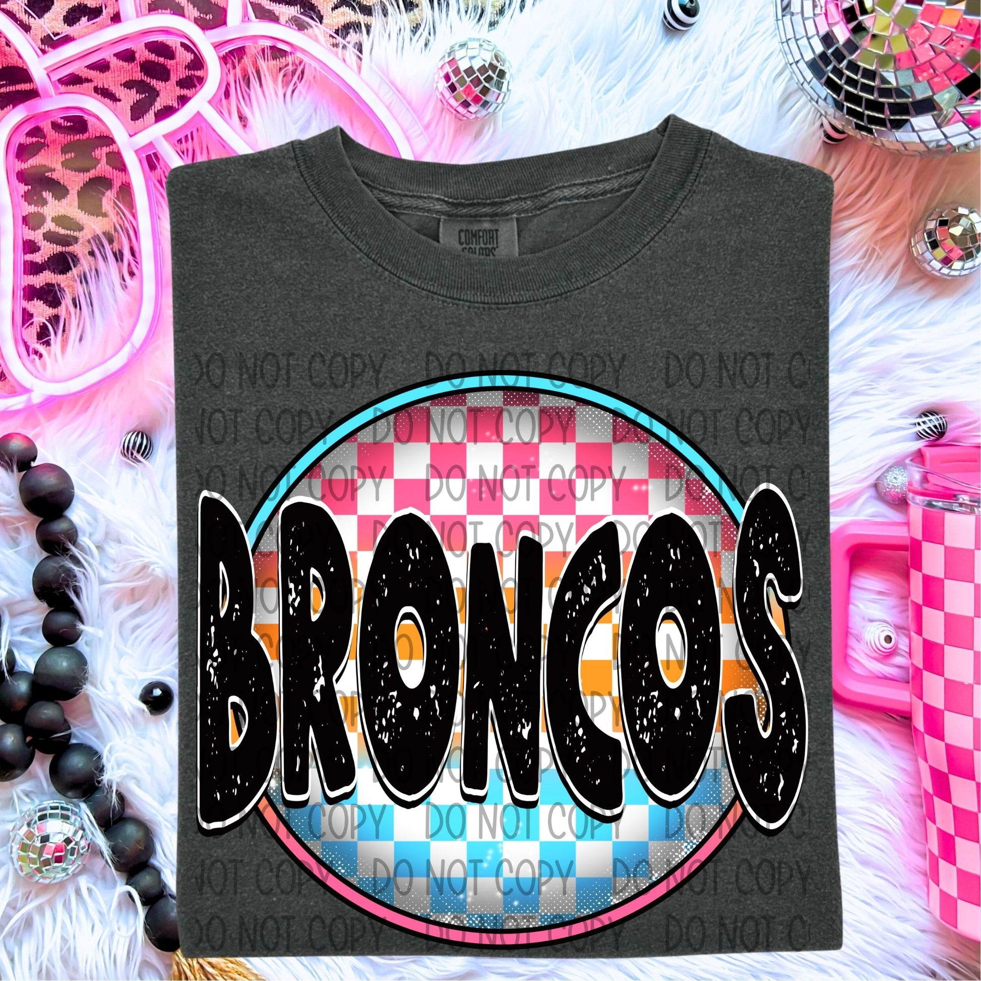 Neon Checkered Mascots DTF Transfer