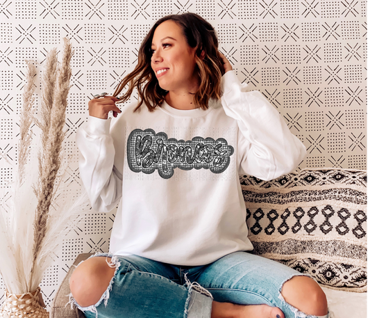 Broncos Silver Sequined DTF Transfer