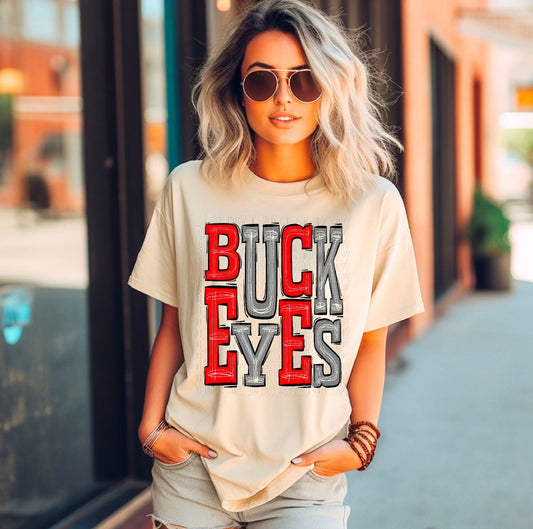 Buckeyes Red/Grey DTF Transfer