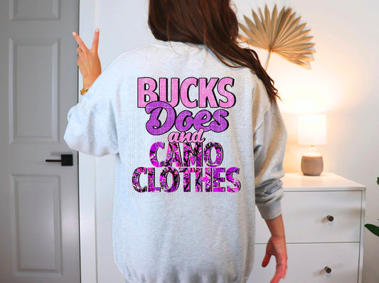 Bucks Does and Camo Clothes Purple DTF Transfer