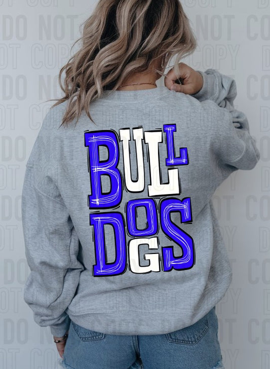 Bulldogs Royal Blue White Sporty Mascot DTF Transfer