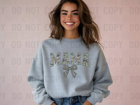 Camo Mama With Bow Grunge DTF Transfer
