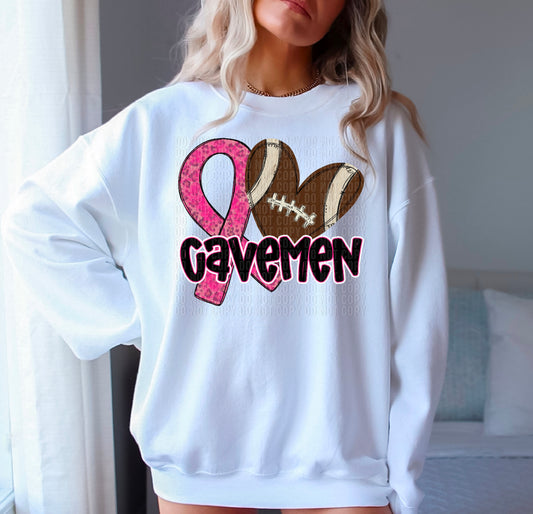 Cavemen Pink Out Football Ribbon DTF Transfer