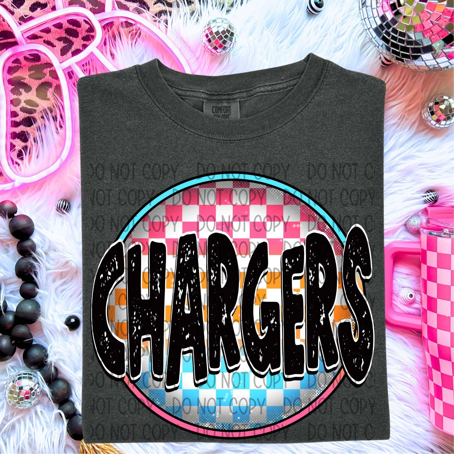 Neon Checkered Mascots DTF Transfer