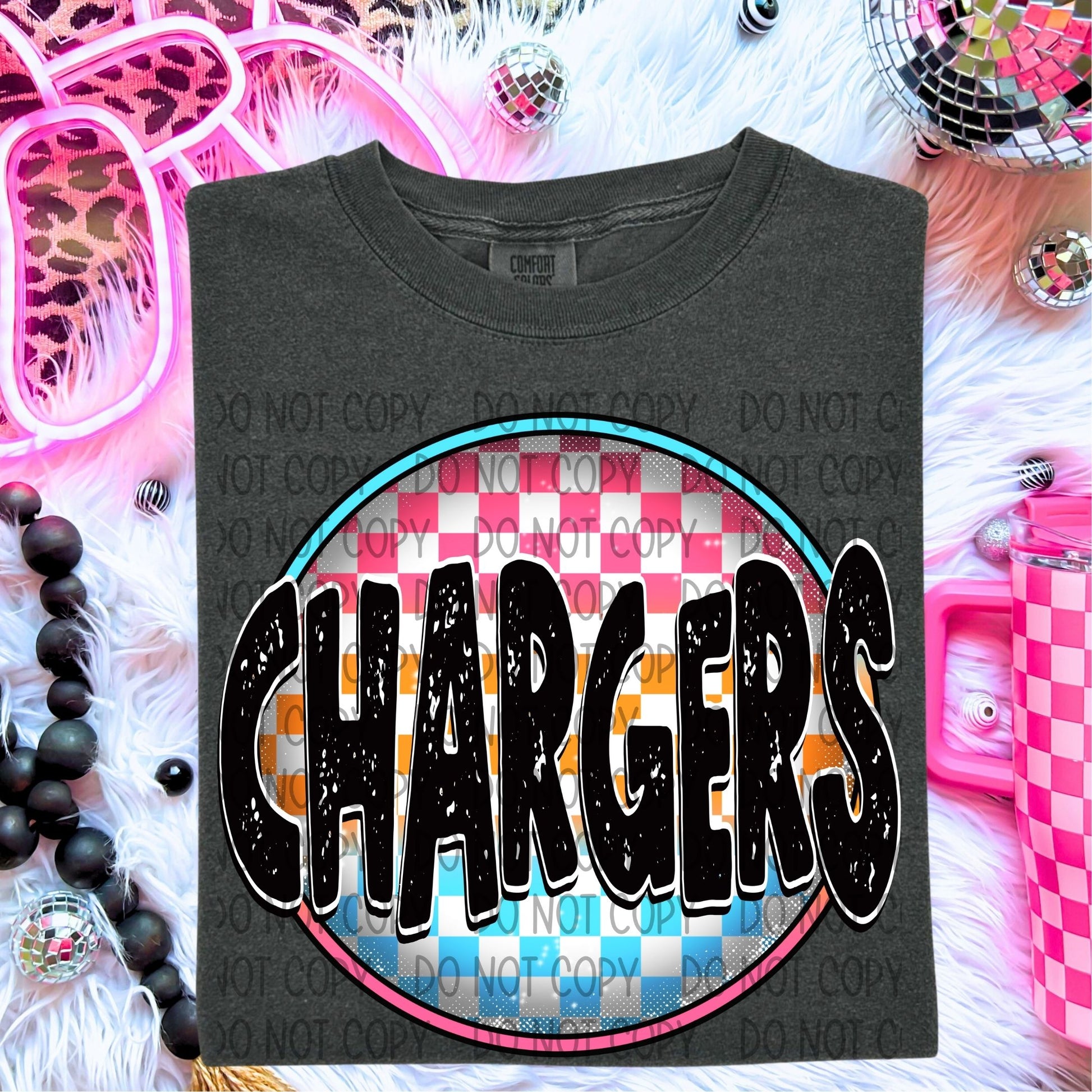 Neon Checkered Mascots DTF Transfer