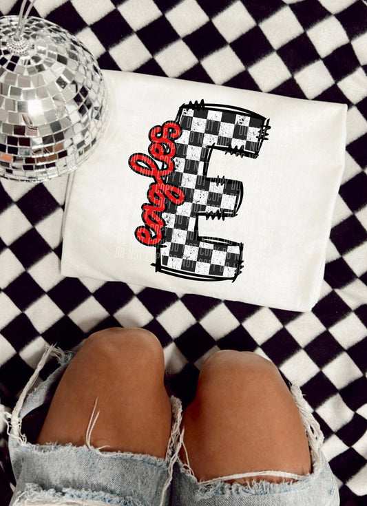 Eagles Red Checkered Alpha Side DTF Transfer