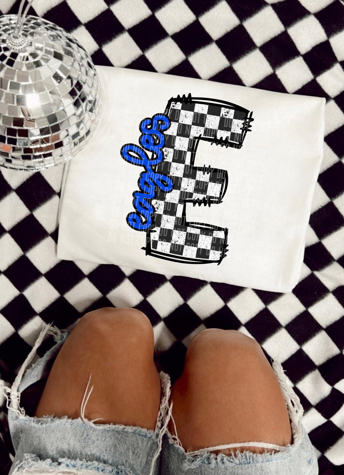 Eagles Blue Checkered Alpha Side DTF Transfer