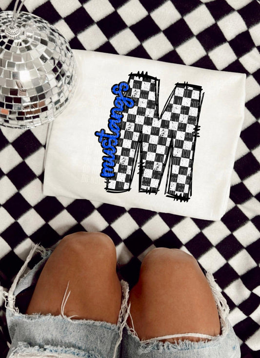 Mustangs Blue Checkered Alpha Side DTF Transfer