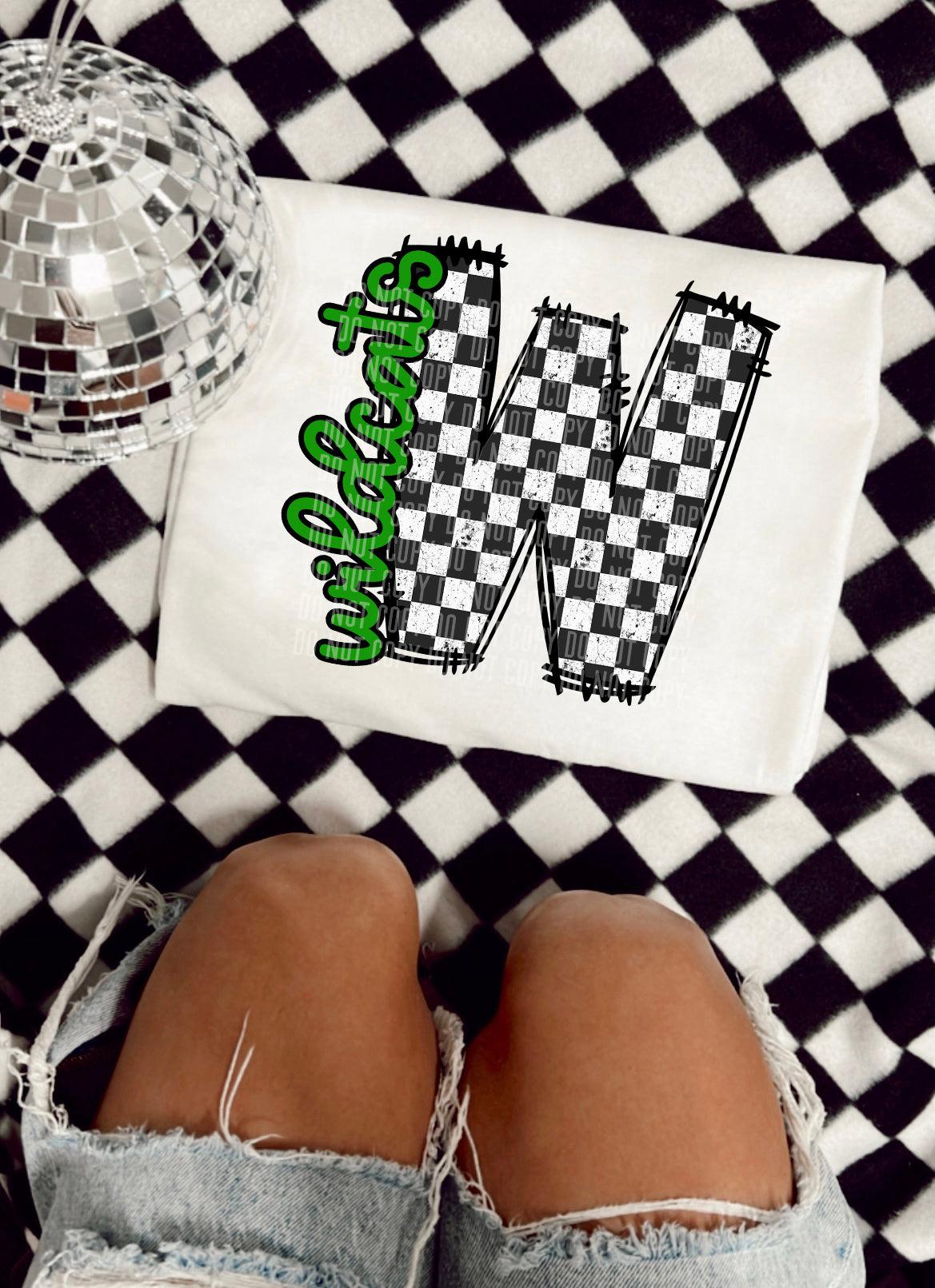 Wildcats Green Checkered Alpha Side DTF Transfer