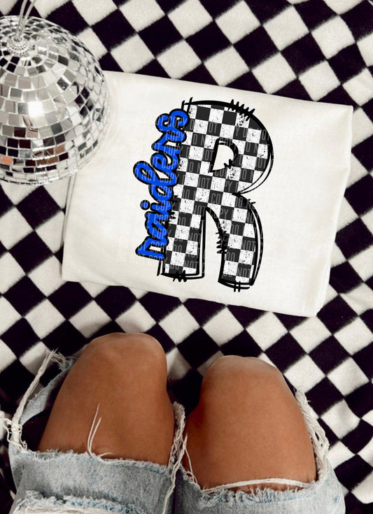 Raiders Blue Checkered Alpha Side DTF Transfer