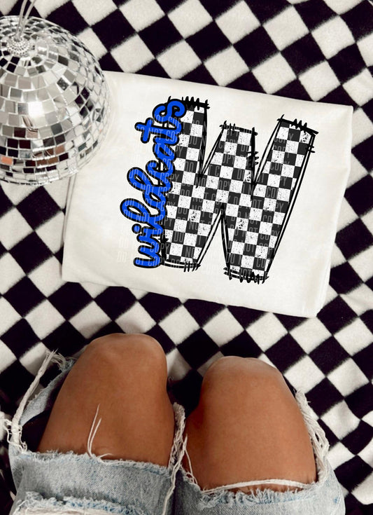 Wildcats Blue Checkered Alpha Side DTF Transfer