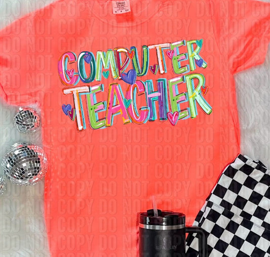 Computer Teacher Cheery Occupation DTF Transfer