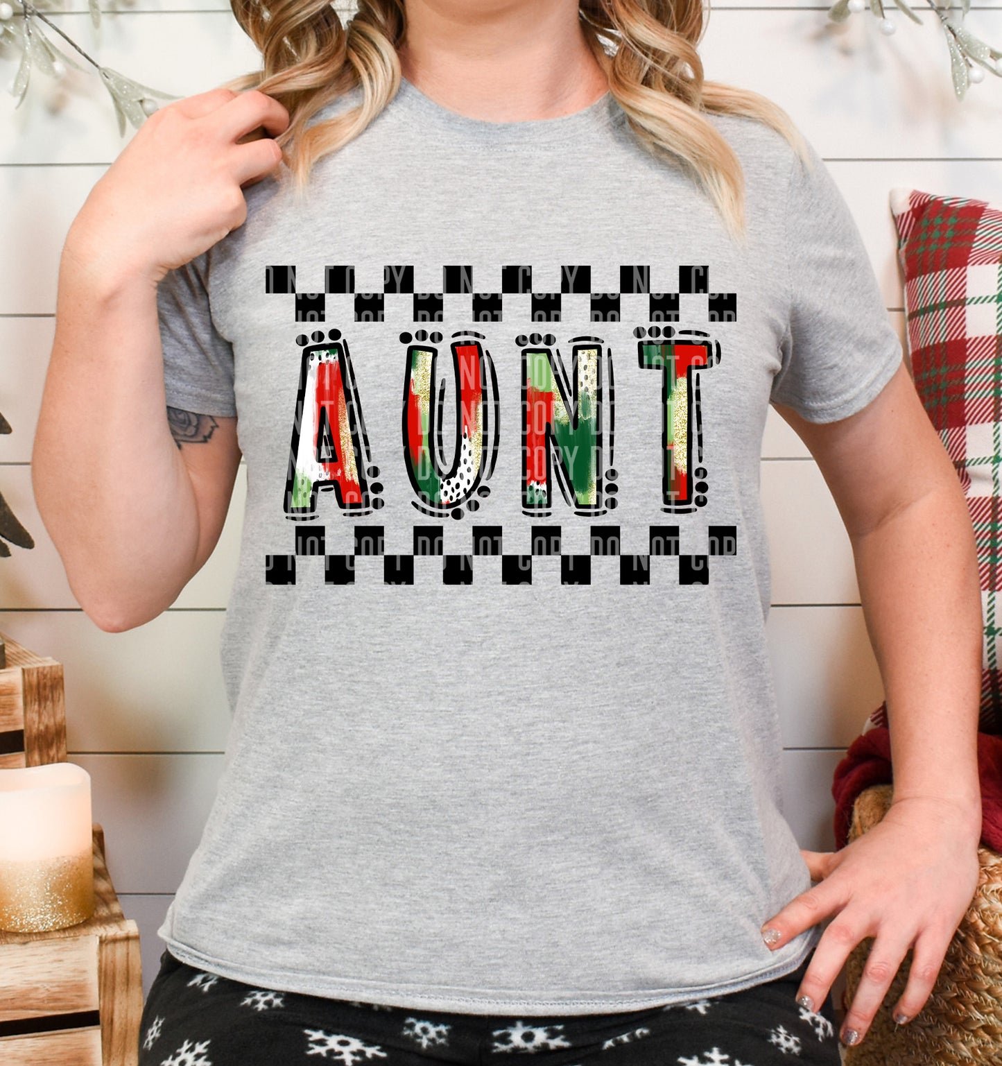 Aunt Christmas Brushstroke DTF Transfer