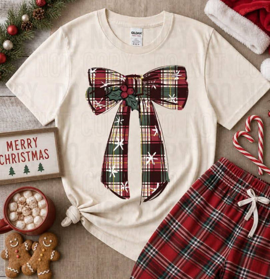 Christmas Plaid Bow DTF Transfer