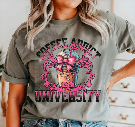 Coffee Addict University DTF Transfer