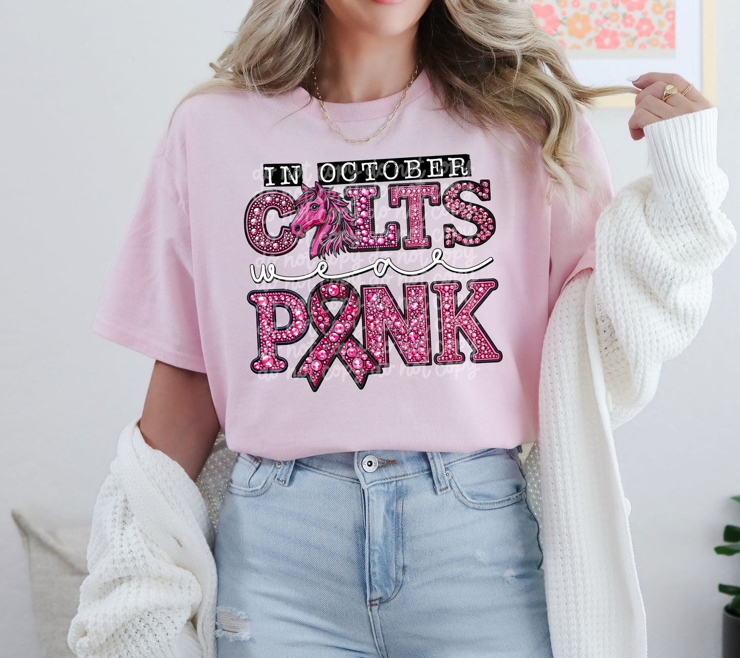 In October Colts Wear Pink Mascot DTF Transfer