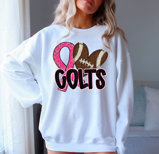 Colts Pink Out Football Ribbon DTF Transfer