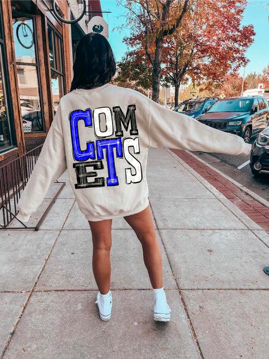 Comets Royal Blue/White/Black DTF Transfer