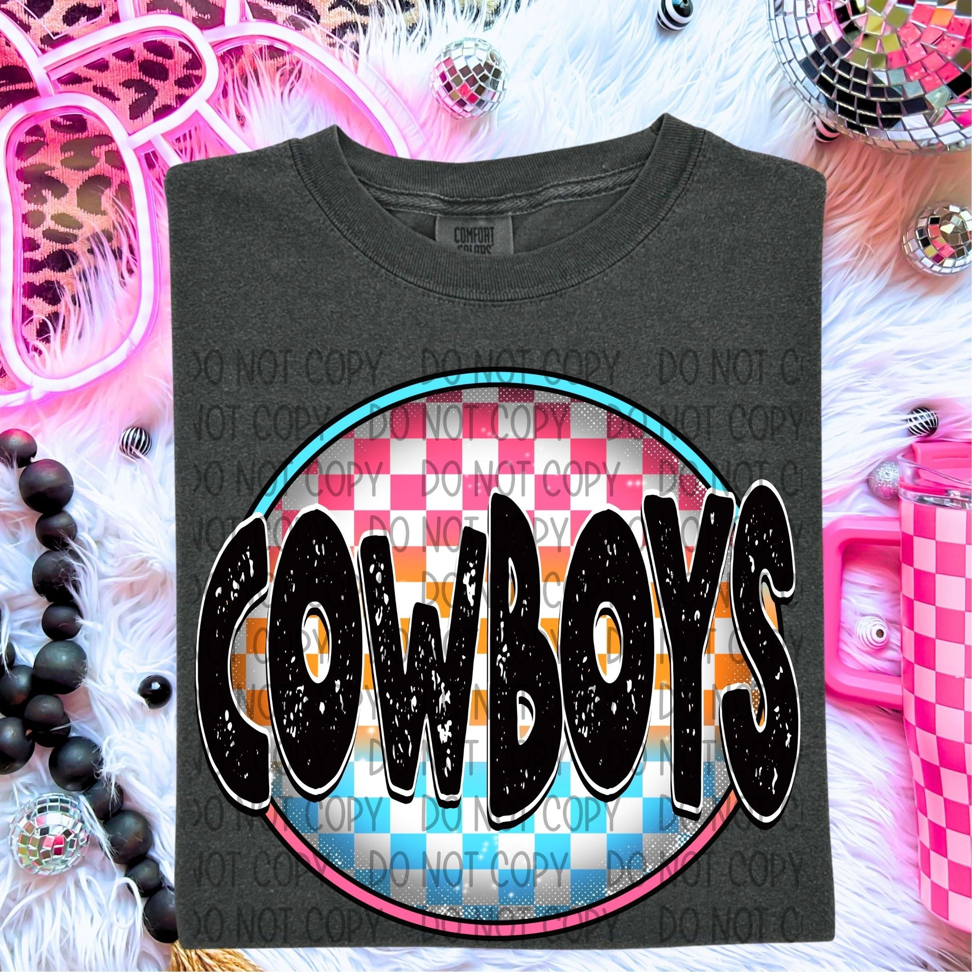 Neon Checkered Mascots DTF Transfer