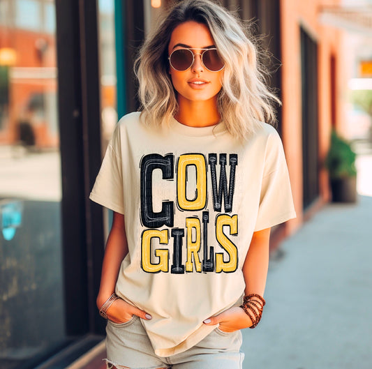 Cowgirls Black/Light Gold DTF Transfer