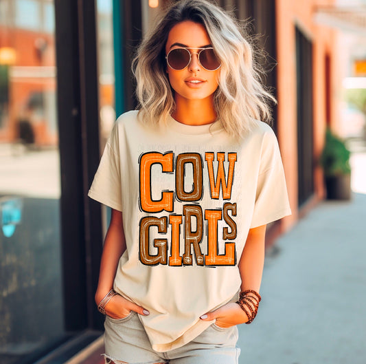 Cowgirls Burnt Orange/Orange DTF Transfer