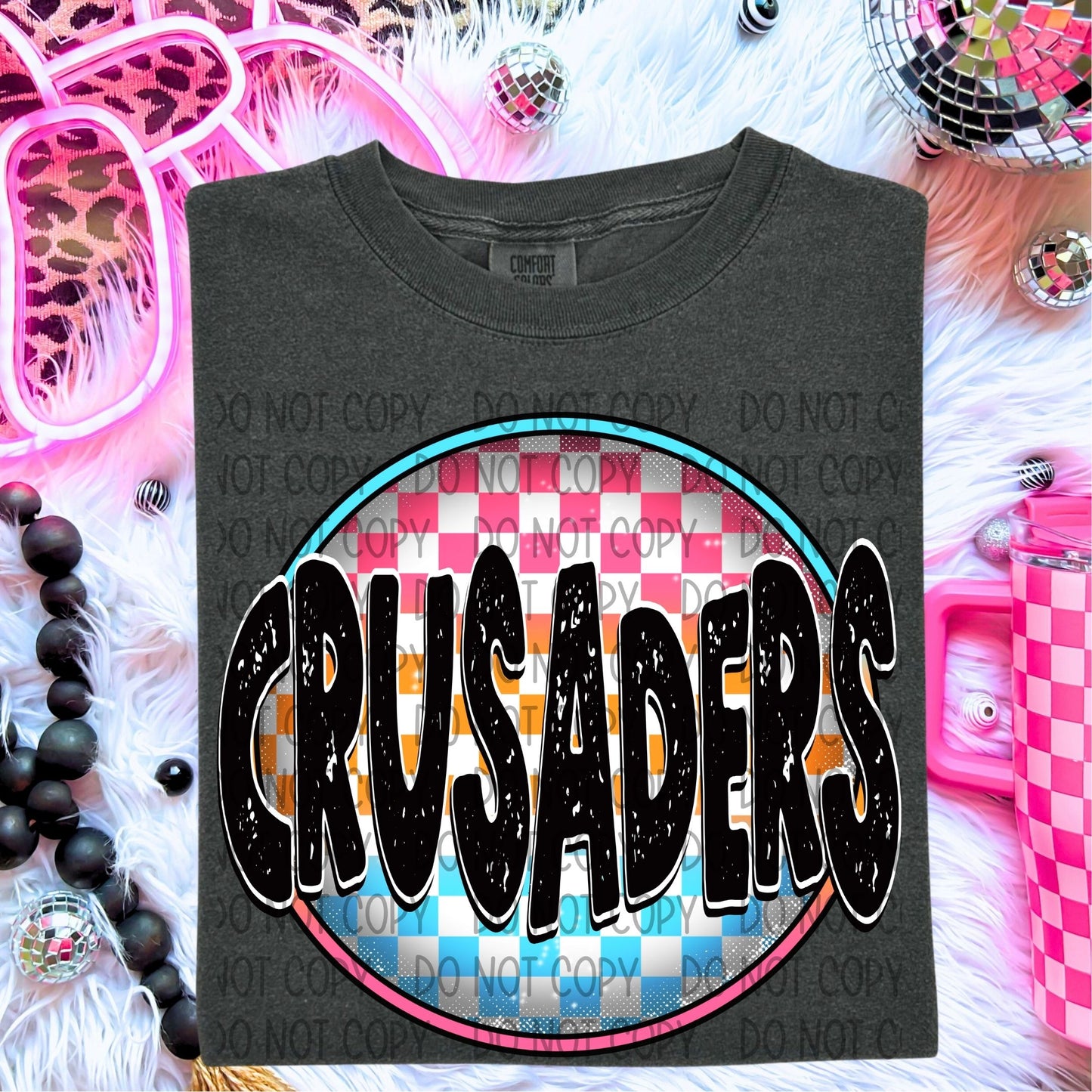 Neon Checkered Mascots DTF Transfer
