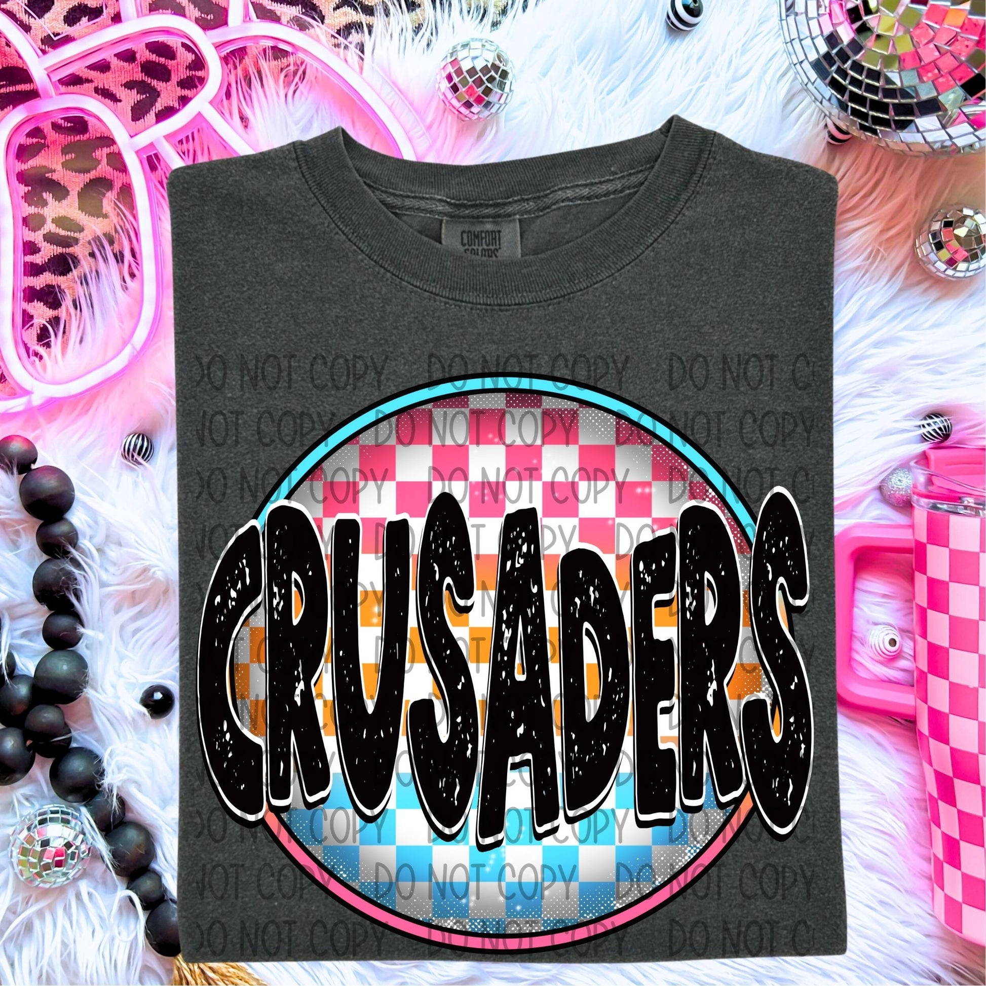 Neon Checkered Mascots DTF Transfer