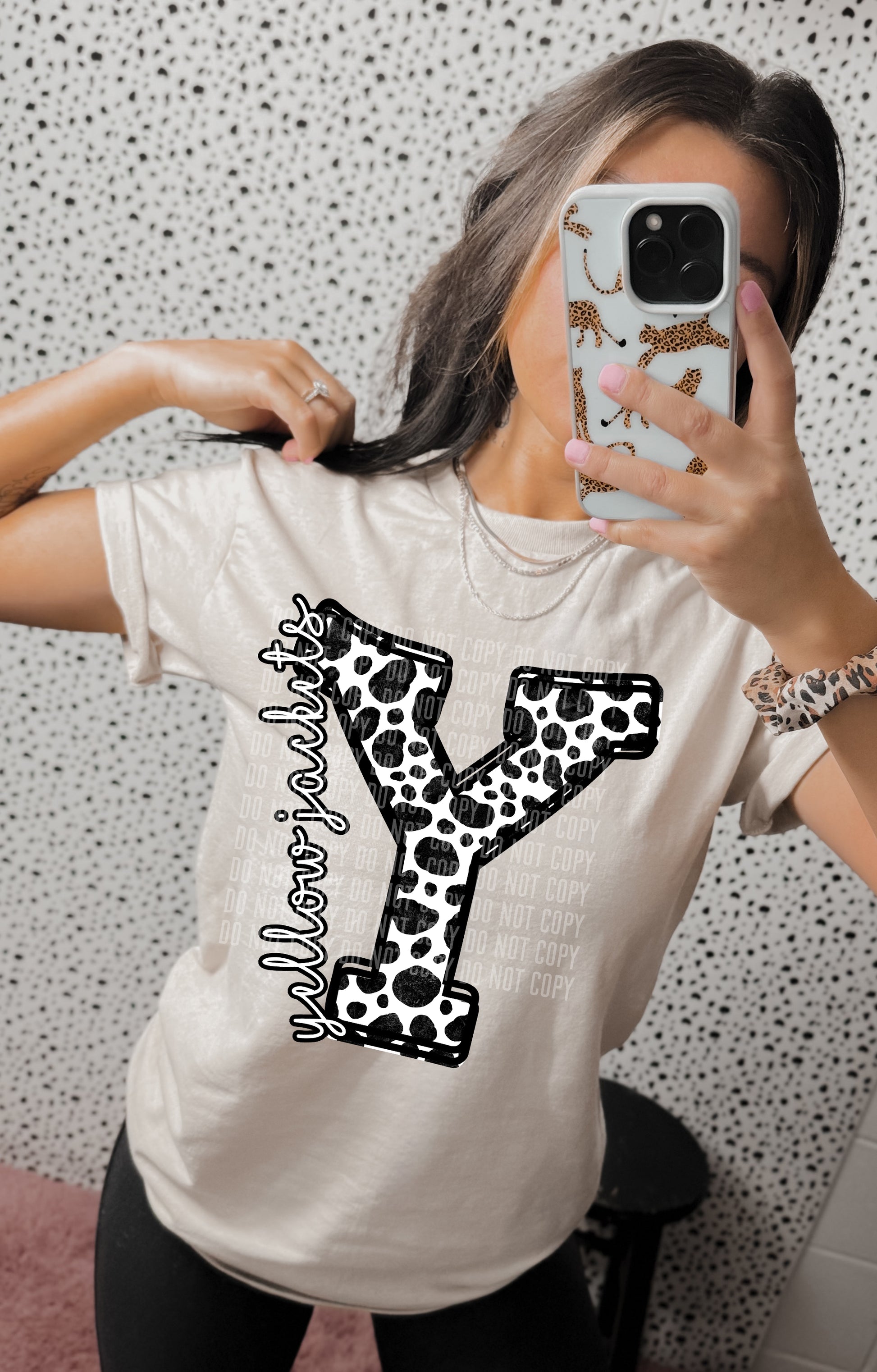 Yellow Jackets Dalmatian Dots Mascot DTF Transfer
