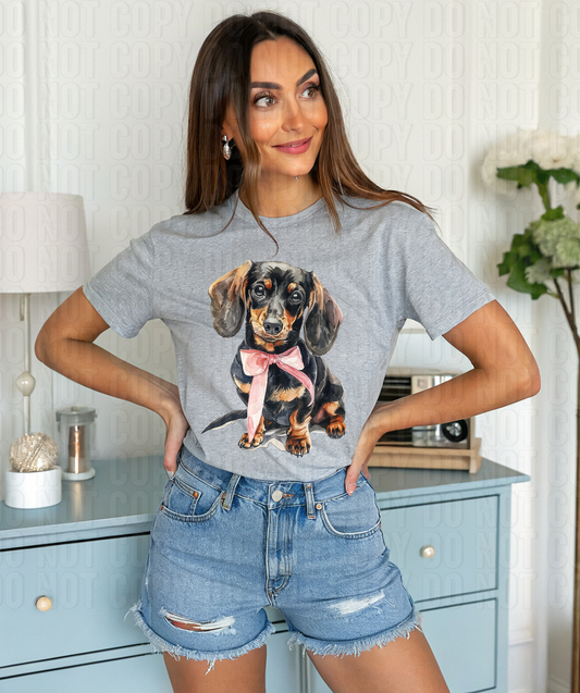 Dachshund Puppy Coquette Bow DTF Transfer