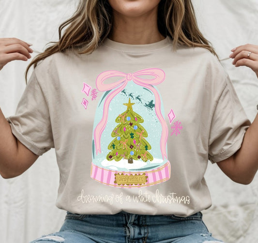 Dreaming Of A White Christmas| Christmas Tree Snow Globe Custom City & State DTF Transfer